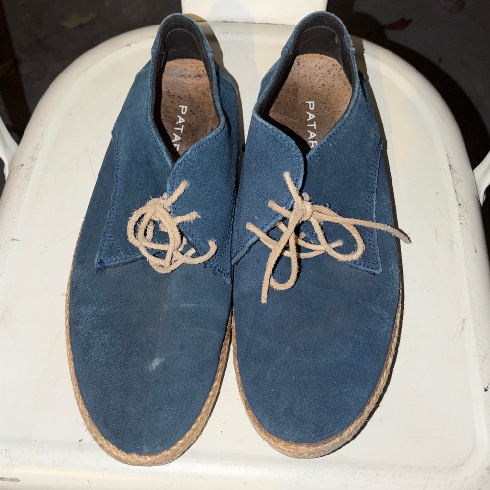 Patara Nomad Blue Suede Shoe Mens 9 nice condition straw trim